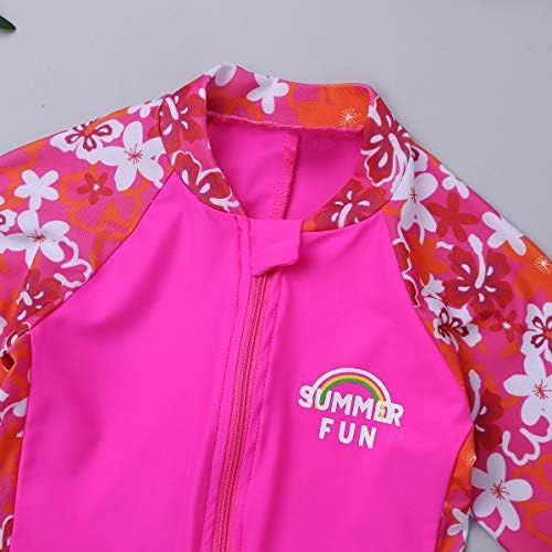  Loodgao Kids Boys Girls Full Wetsuit One Piece Rash Guard Swimsuit Floral Print Sun Protection Sunsuit Swimwear