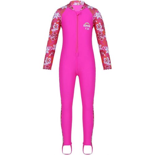  Loodgao Kids Boys Girls Full Wetsuit One Piece Rash Guard Swimsuit Floral Print Sun Protection Sunsuit Swimwear