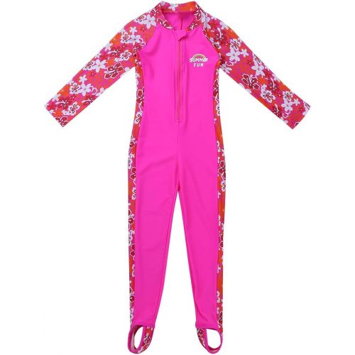  Loodgao Kids Boys Girls Full Wetsuit One Piece Rash Guard Swimsuit Floral Print Sun Protection Sunsuit Swimwear