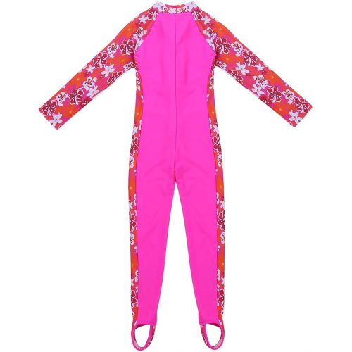  Loodgao Kids Boys Girls Full Wetsuit One Piece Rash Guard Swimsuit Floral Print Sun Protection Sunsuit Swimwear