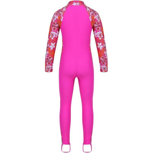  Loodgao Kids Boys Girls Full Wetsuit One Piece Rash Guard Swimsuit Floral Print Sun Protection Sunsuit Swimwear