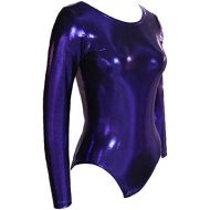 Look-It Activewear Shiny Purple Long Sleeve Jewel Leotard for Gymnastics or Dance girls and women