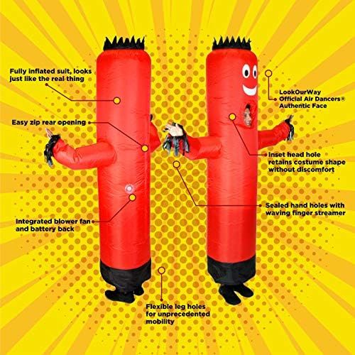  LookOurWay Air Dancers Inflatable Tube Man Costume, Red