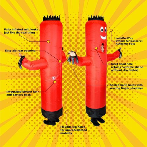  LookOurWay Air Dancers Inflatable Tube Man Costume, Red