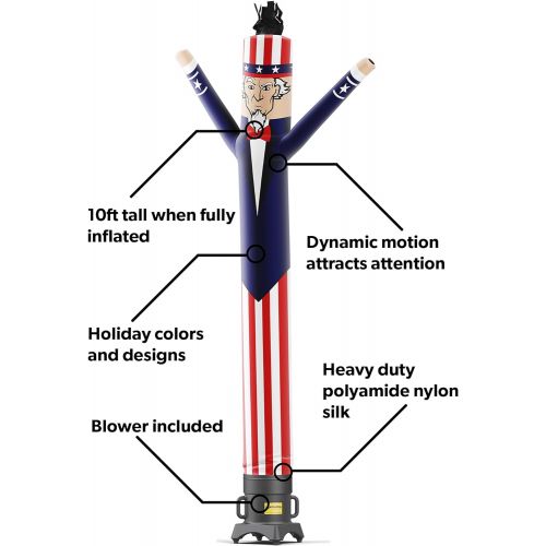  [아마존베스트]LookOurWay Uncle Sam Shaped 10-Feet Tall Air Dancers Inflatable Tube Man Complete Set with 1/2 HP Sky Dancer Blower