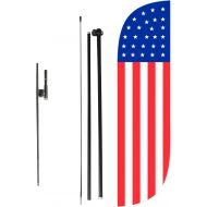 LookOurWay American Flag Feather Flag Complete Set with Poles & Base, 5-Feet