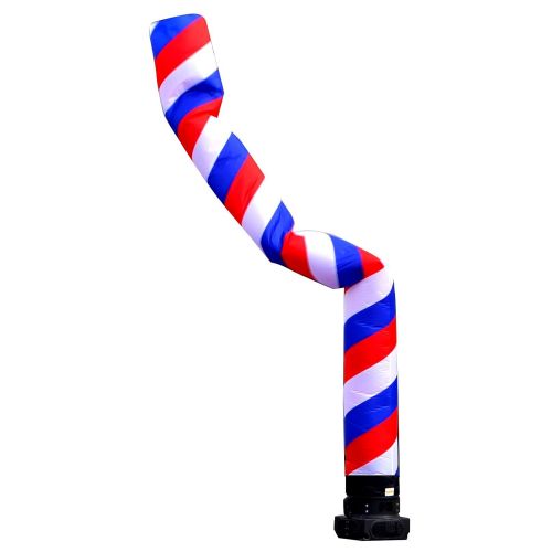  LookOurWay Barber Pole Air Dancers Inflatable Tube Man Complete Set with 1 HP Sky Dancer Blower, 20-Feet, RedWhiteBlue