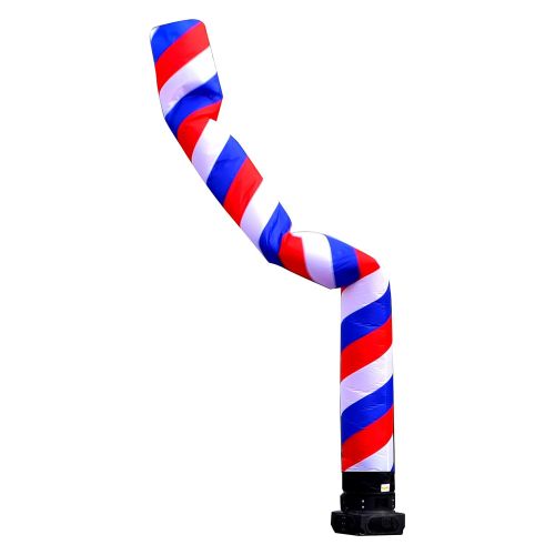  LookOurWay Barber Pole Air Dancers Inflatable Tube Man Complete Set with 1 HP Sky Dancer Blower, 20-Feet, RedWhiteBlue