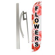 LookOurWay Flowers Feather Flag Complete Set with Pole & Ground Spike