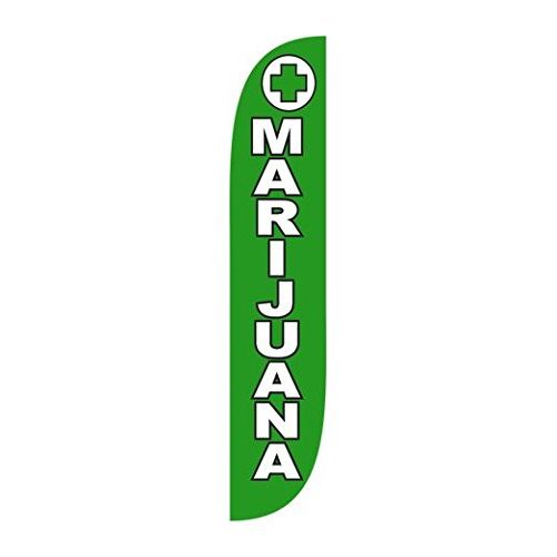  LookOurWay Marijuana Feather Flag Complete Set with Poles & Ground Spike