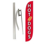 LookOurWay Hot Dogs Feather Flag Complete Set with Pole & Ground Spike
