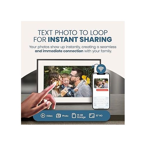  Loop Wi-Fi Digital Picture Frame with Touch Screen, 10-Inch Display, The Only Frame to Offer Text Message Photos Direct to Frame, Easy to use App, Gift to Keep Friends and Family Connected