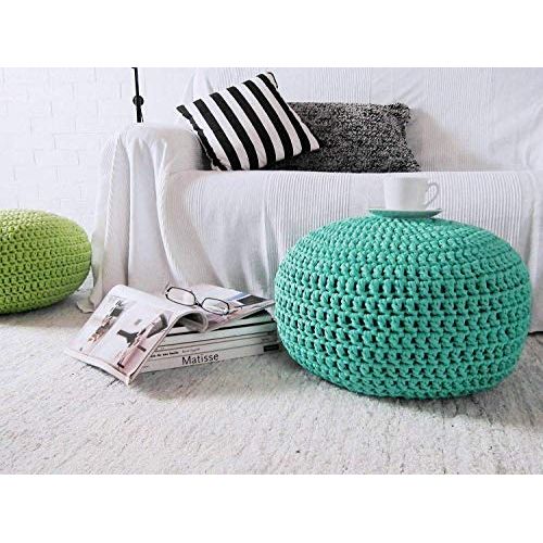  Looping Home Aqua Turquoise Nursery Footstool Pouf Ottoman- Unstuffed Ottoman