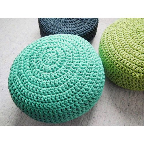  Looping Home Aqua Turquoise Nursery Footstool Pouf Ottoman- Unstuffed Ottoman