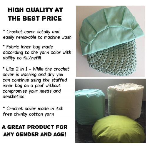  Looping Home Aqua Turquoise Nursery Footstool Pouf Ottoman- Unstuffed Ottoman