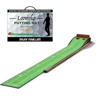 Loowoko Indoor Putting Green with Ball Return, Golf Practice Training Equipment Putting Mat for Home Office