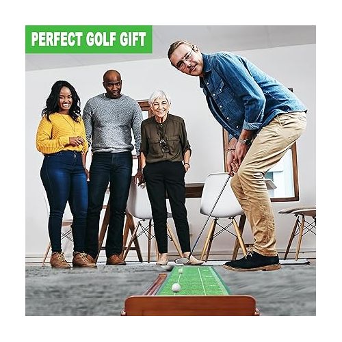  Loowoko Indoor Putting Green with Ball Return, Golf Practice Training Equipment Putting Mat for Home Office