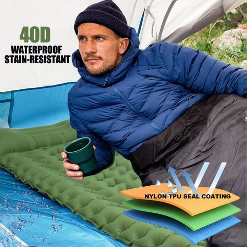  Loowoko Sleeping Pad Camping Mat for Backpacking Gear - Hiking Air Mattress Ultralight Camping Pads with Build-in Inflatable Pump - Upgrade Thickness & Size