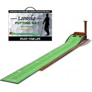 [아마존베스트]Loowoko Wood Golf Putting Green Mat with Auto Ball Return System Mini Golf Game Practice Equipment and Golf Gifts for Men Home Office Backyard Indoor Outdoor Use (Indoor Golf)