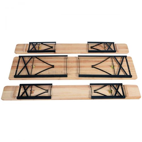  LordBee 3 pcs Folding Wooden Picnic Table Bench Set Simple Design Modern Furniture