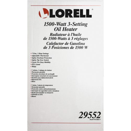  Lorell, LLR29552, 1500 Watt 3-Setting Oil Filled Heater, White