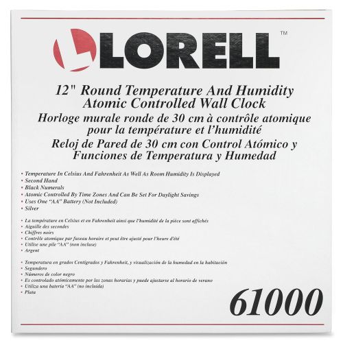  Lorell Analog Temperature/Humidity Wall Clock, 12-Inch, Silver