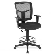 Lorell LLR86801 Ratchet Mesh Mid-Back Stool Chair 2.6 Height X 75.8 Width X 27.3 Length Black