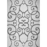 Lorena Shag Collection OW-5GP7-JCLM White Saruk Swirls Shaggy Area , 2 X 3 SCATTER RUG-DOOR MAT