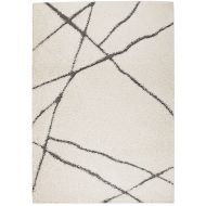 Lorena Shag Collection 5K-W3P7-65OC White Line V-Tex Shaggy Area Available , 2 X 3 SCATTER RUG-DOOR MAT