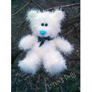/LorensDolls White Hand knitted Teddy Bear Valentines Day Gift with Love Gift for Her Valentine stuffed knitted toys Plush Will be made JUST FOR YOU