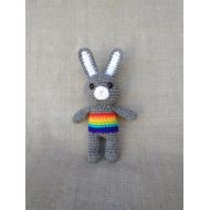 /LorensDolls Rainbow Baby Crochet Rattle Bunny Rabbit New Baby Gift Baby Shower Gift Baby Rattle Crochet toy Bunny Rabbit Rainbow Animals Eco Toys