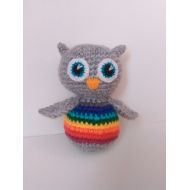 LorensDolls Rainbow Baby Crochet Rattle Owl New Baby Gift Baby Shower Gift Baby Rattle Crochet toy Rainbow Owl Rainbow Toy Rainbow Animals Eco Toys