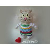 /Etsy Crochet Striped Cat suitable for children gift for anyone New Baby Gift Baby Shower Baby Gift funny cats Gift Will be made JUST FOR YOU