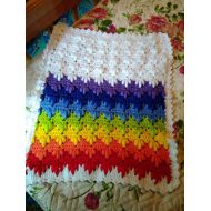 /LorensDolls Rainbow Baby Crochet Blanket Cradle Blanket Baby shower gift Crochet Baby Cover Small Cradle Blanket Large Cradle Blanket White and Rainbow