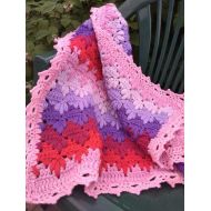 LorensDolls Ready to Ship Crochet Baby Blanket Pink Purple blanket Baby Shower Gift Cover for Baby Girl Photography Prop Crib Blanket New baby gift