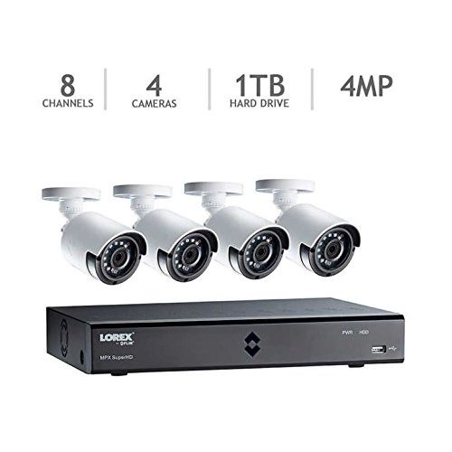  Lorex 8-Channel HD Analog DVR with 1TB HDD, 4 4MP Cameras with 130 Night Vision