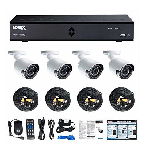 Lorex 8-Channel HD Analog DVR with 1TB HDD, 4 4MP Cameras with 130 Night Vision