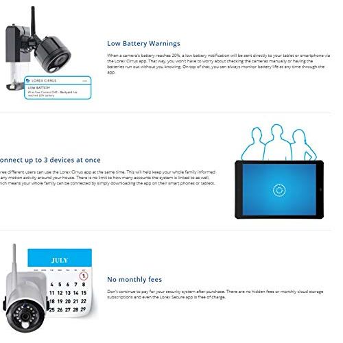  Lorex Wireless Camera System, with 6 HD Rechargeable Wire Free Cameras, 95 Night Vision, 2-Way Audio Speaker-Mic