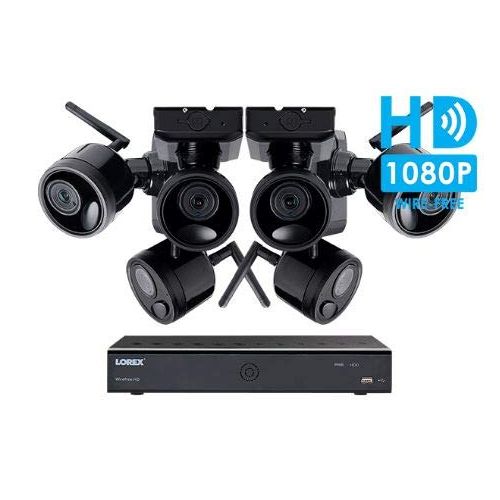  Lorex Wireless Camera System, with 6 HD Rechargeable Wire Free Cameras, 95 Night Vision, 2-Way Audio Speaker-Mic