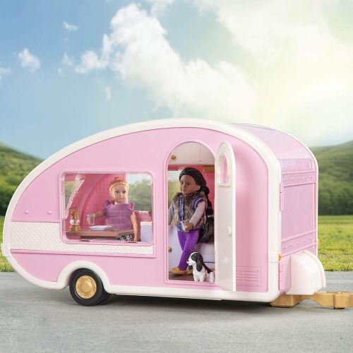  Lori Dolls ? Camper for Mini Dolls ? Pink Camping Trailer for 6-inch Dolls ? Beds, Kitchen & Table ? Dollhouse Cooking Accessories ? Roller Glamper ? 3 Years +