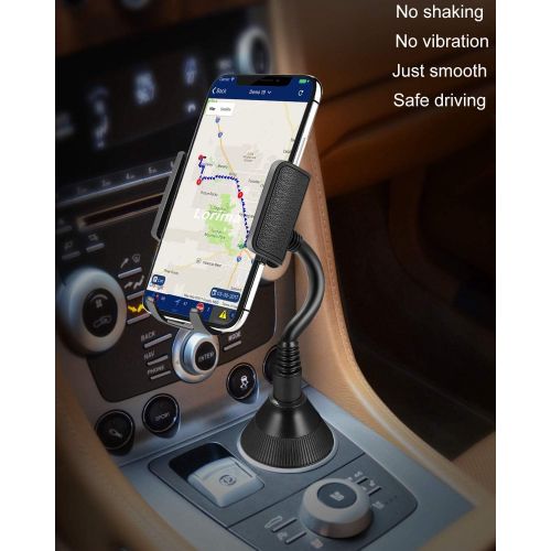  [아마존베스트]Lorima Car Cup Holder Phone Mount with A Long Flexible Neck for Cell Phones iPhone 11 Pro Max/SE/XS/Max/X/8/7 Plus/Galaxy/Google Pixel