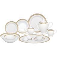 Lorren Home Trends 57-Piece Porcelain Dinnerware Set, Safora, Service for 8