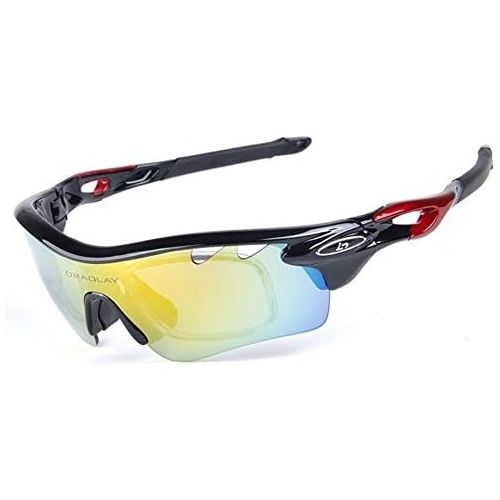  [아마존베스트]Lorsoul Polarized Sports Sunglasses With 5 Interchangeable Lenes for Men Women Cycling Running Driving Fishing Golf Baseball Glasses