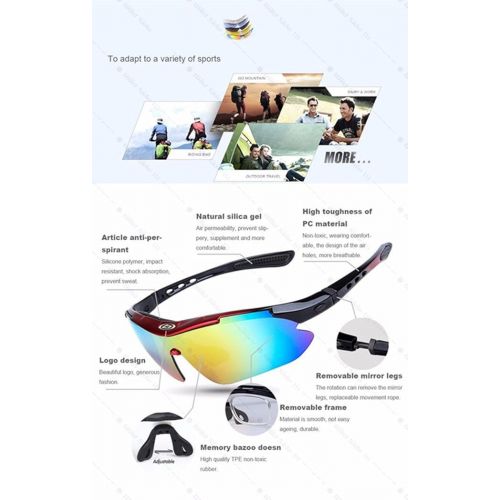  [아마존베스트]Lorsoul Polarized U.V Protection Sports Glasses,Cycling Wrap Sunglasses with 5 Interchangeable Lenses for Riding Driving Fishing Running Golf and All Outdoor Activities