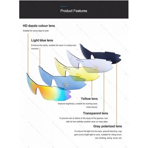  [아마존베스트]Lorsoul Polarized U.V Protection Sports Glasses,Cycling Wrap Sunglasses with 5 Interchangeable Lenses for Riding Driving Fishing Running Golf and All Outdoor Activities