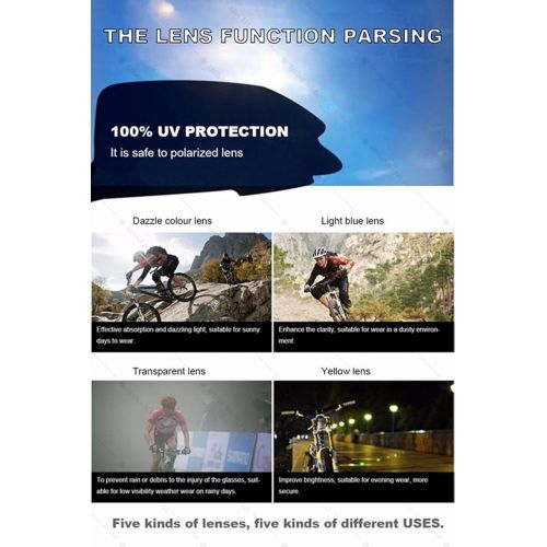  [아마존베스트]Lorsoul Polarized U.V Protection Sports Glasses,Cycling Wrap Sunglasses with 5 Interchangeable Lenses for Riding Driving Fishing Running Golf and All Outdoor Activities