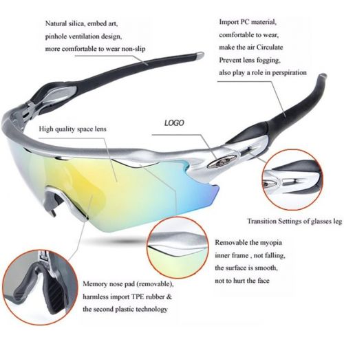  [아마존베스트]Lorsoul UV400 Polarized Sunglasses Sports Glasses with 5 Interchangeable Lenses for Men Women Outdoor Sports Cycling Golf Fishing Baseball Running