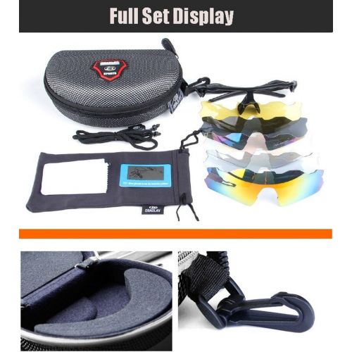  [아마존베스트]Lorsoul UV400 Polarized Sunglasses Sports Glasses with 5 Interchangeable Lenses for Men Women Outdoor Sports Cycling Golf Fishing Baseball Running