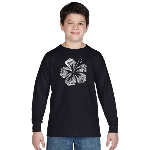  Los Angeles Pop Art Boys Black Cotton Graphic Long Sleeve T-shirt by Los Angeles Pop Art