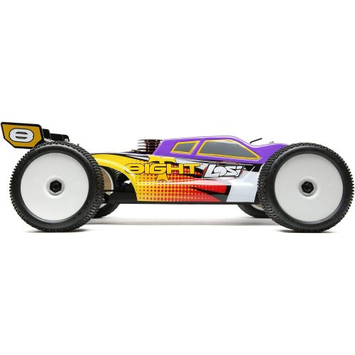  Losi RC Car 1/8 8IGHT-T 4WD Truggy Nitro RTR (Nitromethane Fuel, Dispenser, Charger and Glow Igniter not Included) Purple/Yellow, LOS04011V2